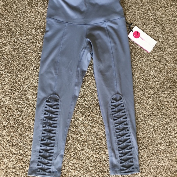 Yogalicious Lattice Leggings XS Blue Steel - Picture 4 of 7